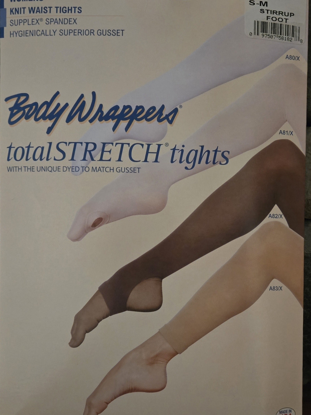 Bpdy Wrappers Total Stretch Tights A82 Knit Waist Stirrup Foot In Jazzy Tan